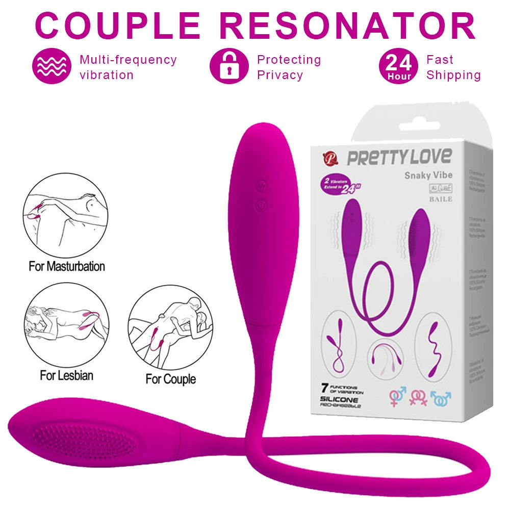 Vibromasseur Double Tête USB – Stimulation Clitoris & Point G | Sextoy Silencieux en Silicone pour Femme & Couple