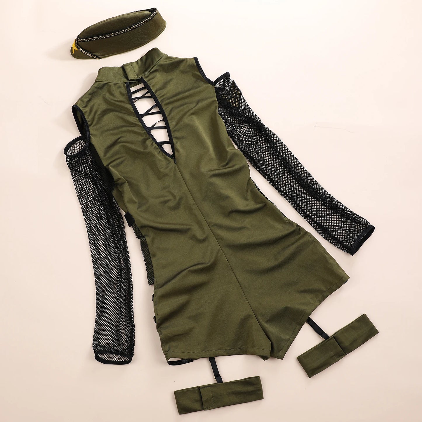 Uniforme Sexy Officier Militaire – Ensemble 7 pièces Rôle play & Lingerie Clubwear