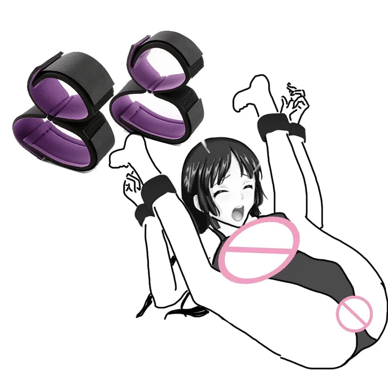 BDKit de Bondage avec Sangles Réglables – Harnais de Lit SM | Attaches Poignets & Chevilles Doublées – Jeu Dominant-Dominé Couple