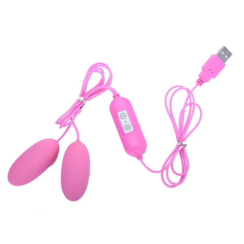 Double Œuf Vibrant USB – Contrôle Manuel – Massage Intime Clitoridien & Interne – Plaisir en Duo