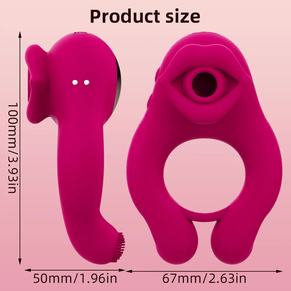 Cockring Vibrant avec Stimulateur Clitoridien à Langue Léchante – Anneau Pénien Retardateur d'Éjaculation | Sextoy Mixte pour Couple