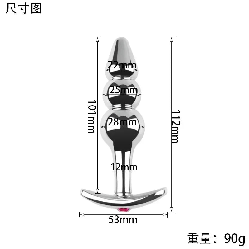 Plug Anal Métallique Anchor – 4 Tailles, Finition Chromée & Bijou Cristal | Aluminium Médical, Unisexe, Débutant à Expert