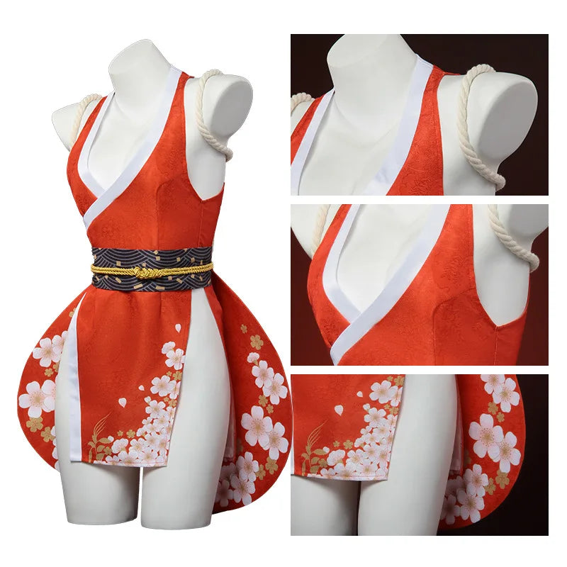 Cosplay Sexy Mai Shiranui – Costume Féminin Inspiré d'Anime | Déguisement Complet + Perruque | Fantaisie, Halloween, Roleplay Adulte