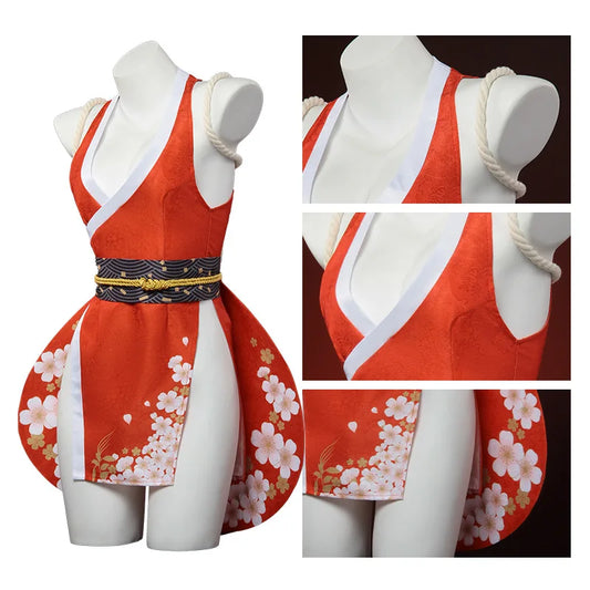Cosplay Sexy Mai Shiranui – Costume Féminin Inspiré d'Anime | Déguisement Complet + Perruque | Fantaisie, Halloween, Roleplay Adulte