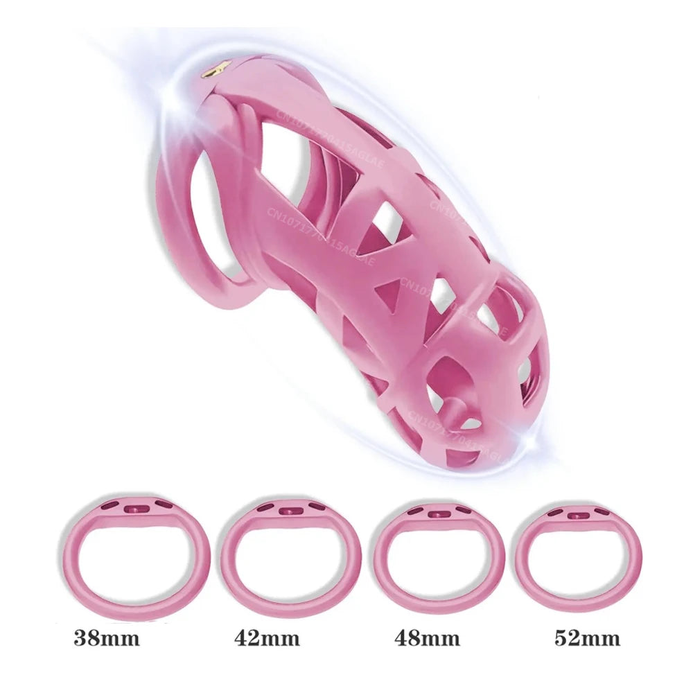 Cock Cage HESEKS – Dispositif de Chasteté Masculine avec Serrure Invisible et 4 Anneaux Ajustables | Design 3D Léger & Respirant