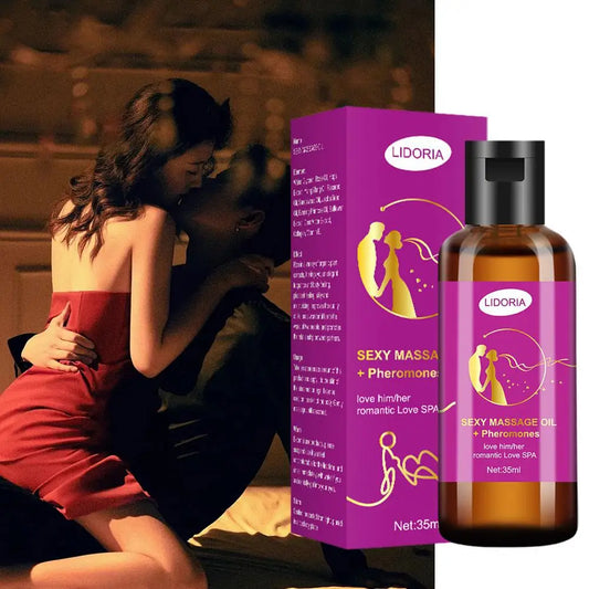 Huile de Massage aux Phéromones – Rose & Plantes Naturelles – Élixir Sensuel 35ml