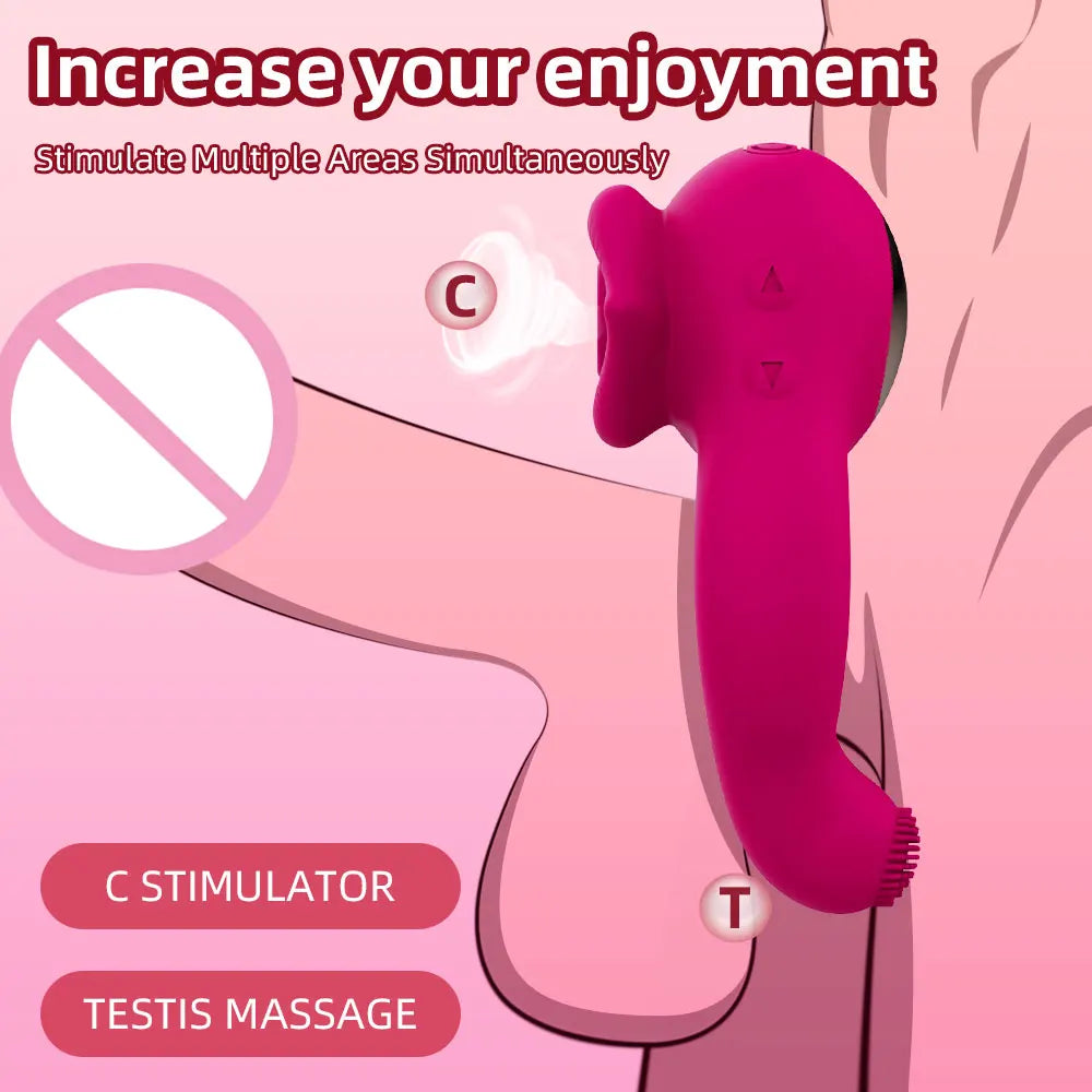 Cockring Vibrant avec Stimulateur Clitoridien à Langue Léchante – Anneau Pénien Retardateur d'Éjaculation | Sextoy Mixte pour Couple