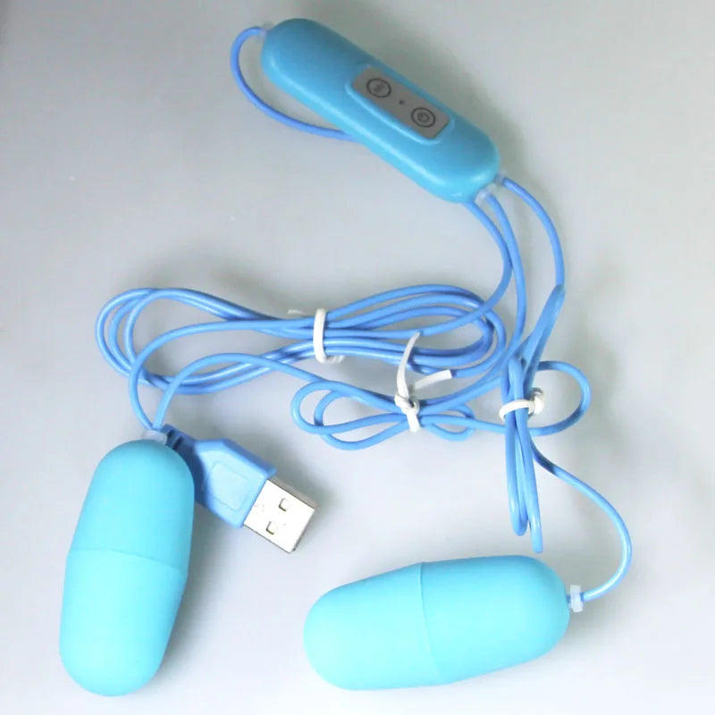 Double Œuf Vibrant USB – Contrôle Manuel – Massage Intime Clitoridien & Interne – Plaisir en Duo