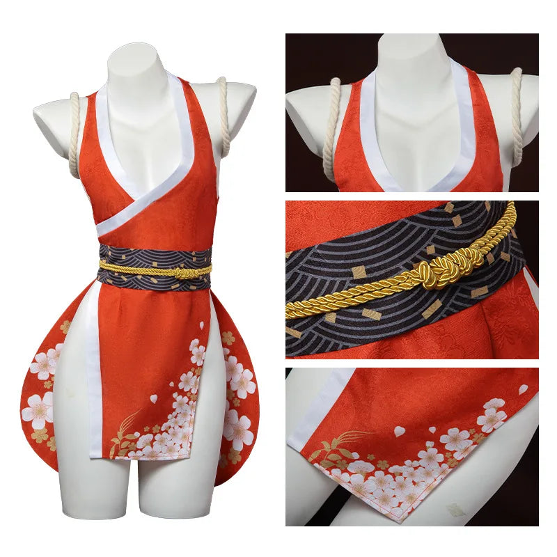 Cosplay Sexy Mai Shiranui – Costume Féminin Inspiré d'Anime | Déguisement Complet + Perruque | Fantaisie, Halloween, Roleplay Adulte
