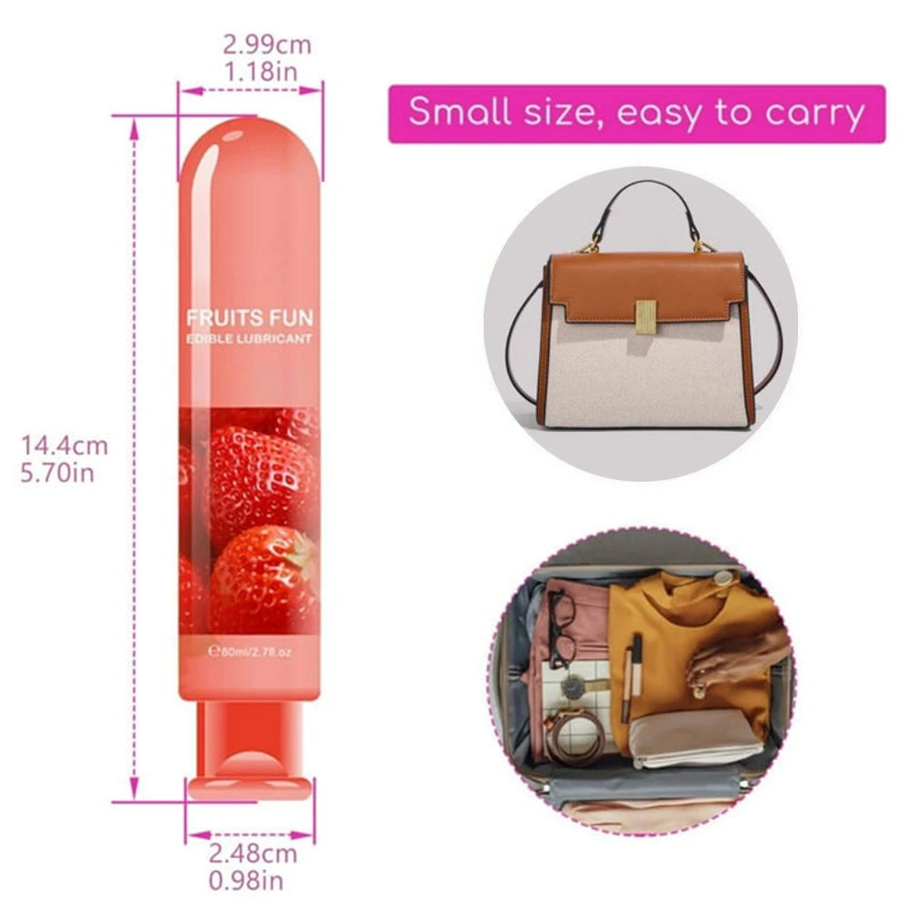Lubrifiant Intime Comestible 80ml - Gel à Base d’Eau Saveur Fruits | Lubrification Longue Durée & Facile à Nettoyer