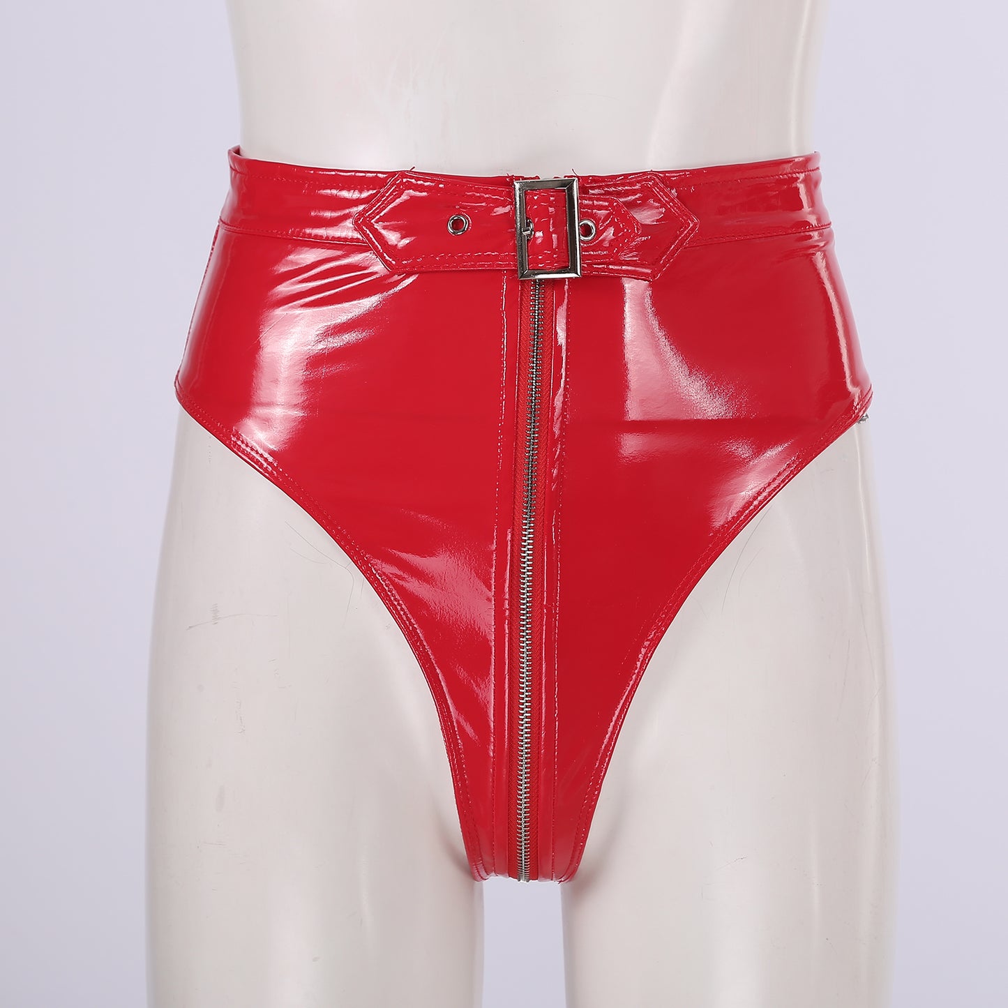 "Panthera Nocturne" – Culotte taille haute effet latex avec fermeture éclair et ceinture intégrée