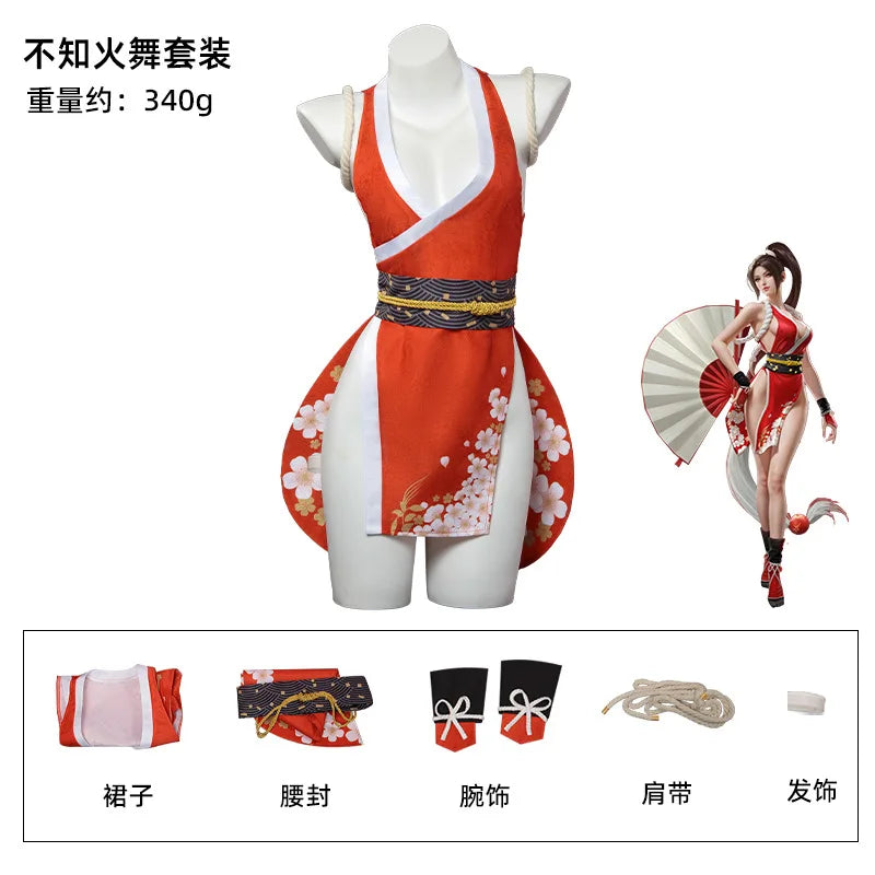 Cosplay Sexy Mai Shiranui – Costume Féminin Inspiré d'Anime | Déguisement Complet + Perruque | Fantaisie, Halloween, Roleplay Adulte
