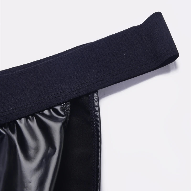 Slip "Dark Desire" – Sous-vêtement masculin en simili cuir, ceinture large et coupe U