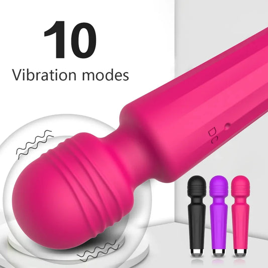 Wand Vibrant Rechargeable – 10 Modes de Vibration – Compact, Silencieux et Puissant