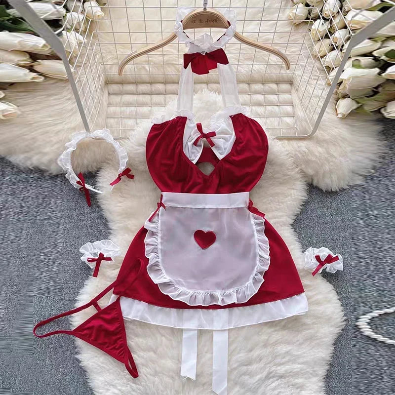 Ensemble Lingerie Saint-Valentin – Body Sexy en Dentelle & Satin avec Accessoires Rubans