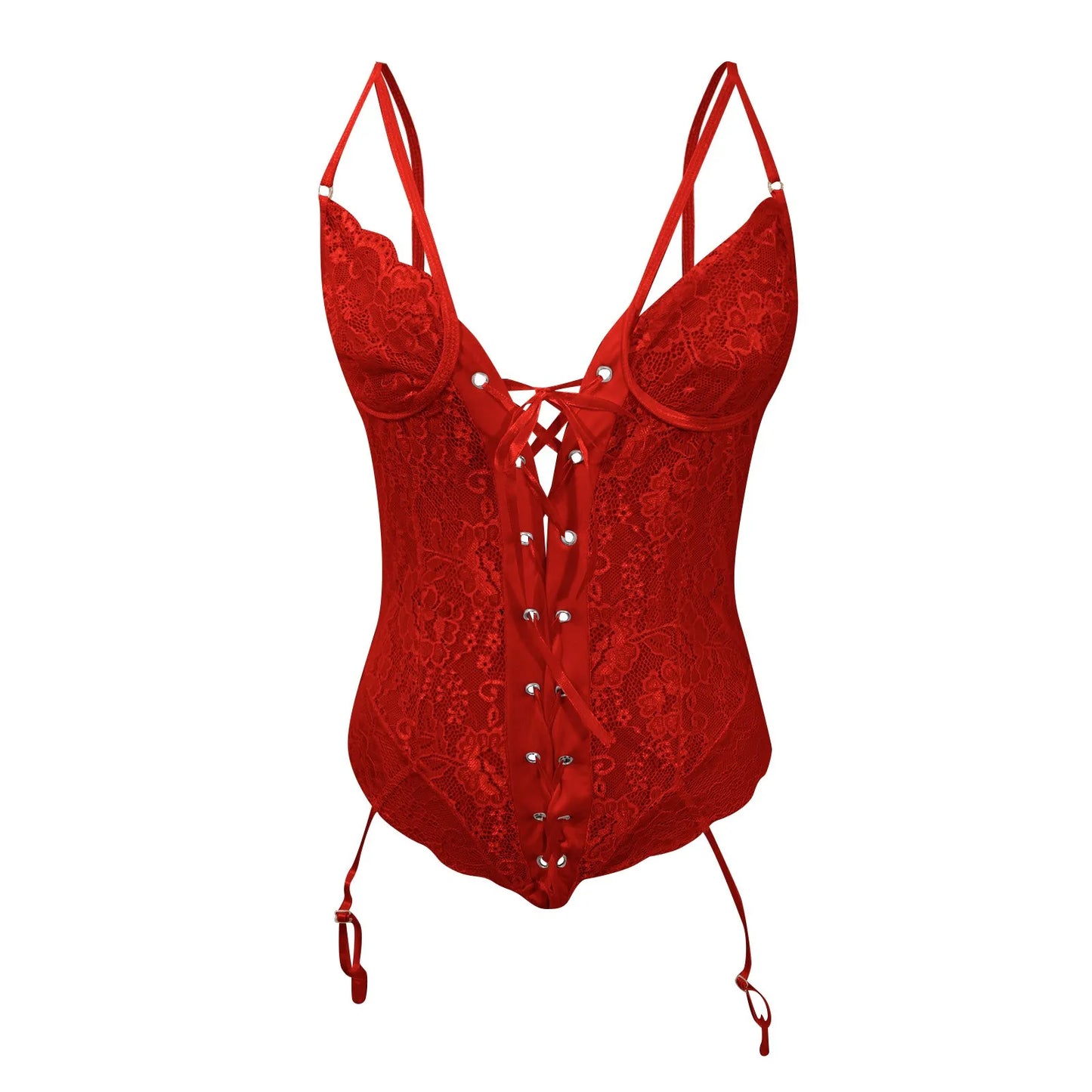 "Rouge Tentation" – Corset stringé à jarretelles avec fermeture frontale (taille plus disponible)