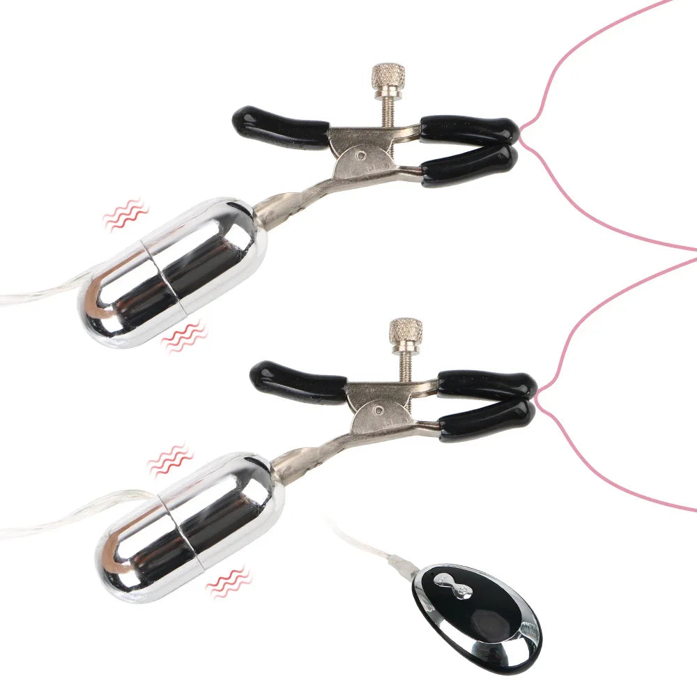 Stimulateur Vibrant à Pinces pour Seins – 10 Vitesses, Silicone Médical, Plaisir Ciblé pour Couples