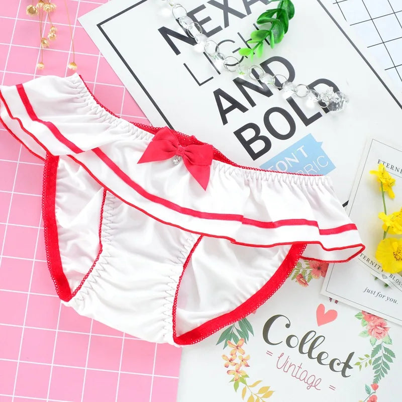 Culotte Cosplay “Sailor Ruffle” – Lingerie Sexy & Confortable, Détail Noeud Marin