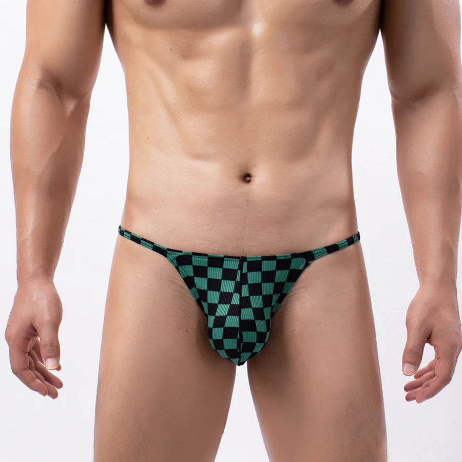 Slip “CheckMe” – Tanga Sexy Maille Respirante à Carreaux pour Homme