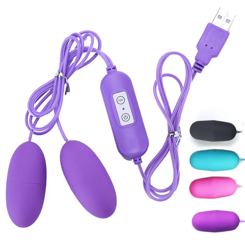 Double Œuf Vibrant USB – Contrôle Manuel – Massage Intime Clitoridien & Interne – Plaisir en Duo
