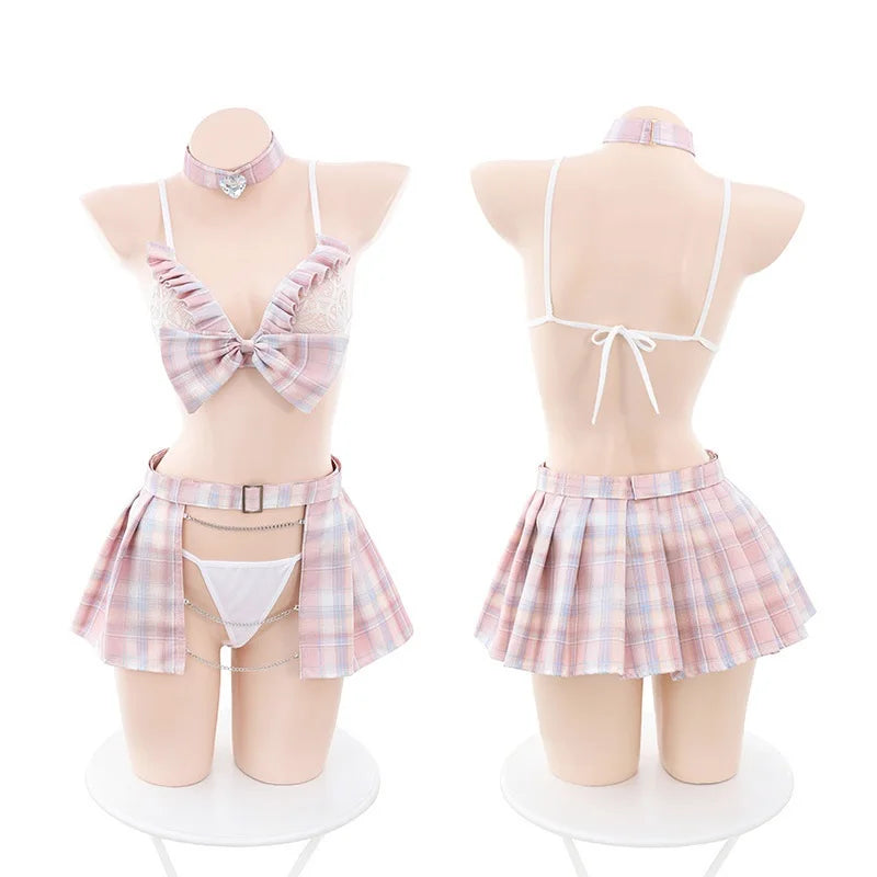 Costume Étudiante Séduction – Ensemble Lingerie 2 Pièces Dos Nu