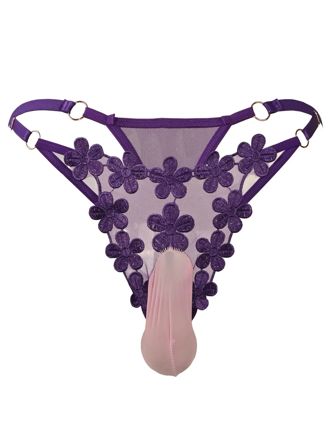 "Fleur d’Homme" – String tanga dentelle florale respirante pour homme