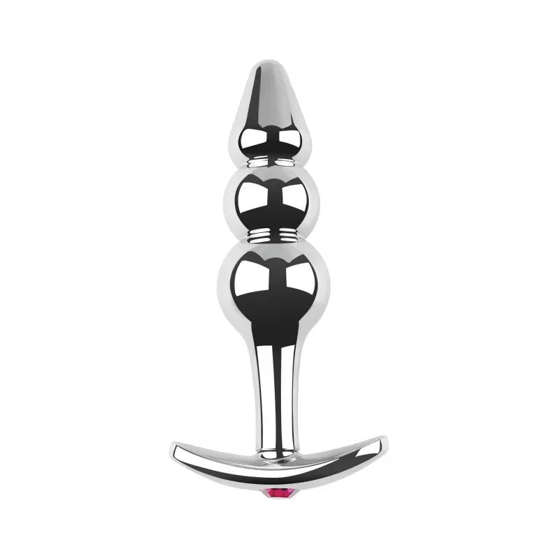 Plug Anal Métallique Anchor – 4 Tailles, Finition Chromée & Bijou Cristal | Aluminium Médical, Unisexe, Débutant à Expert