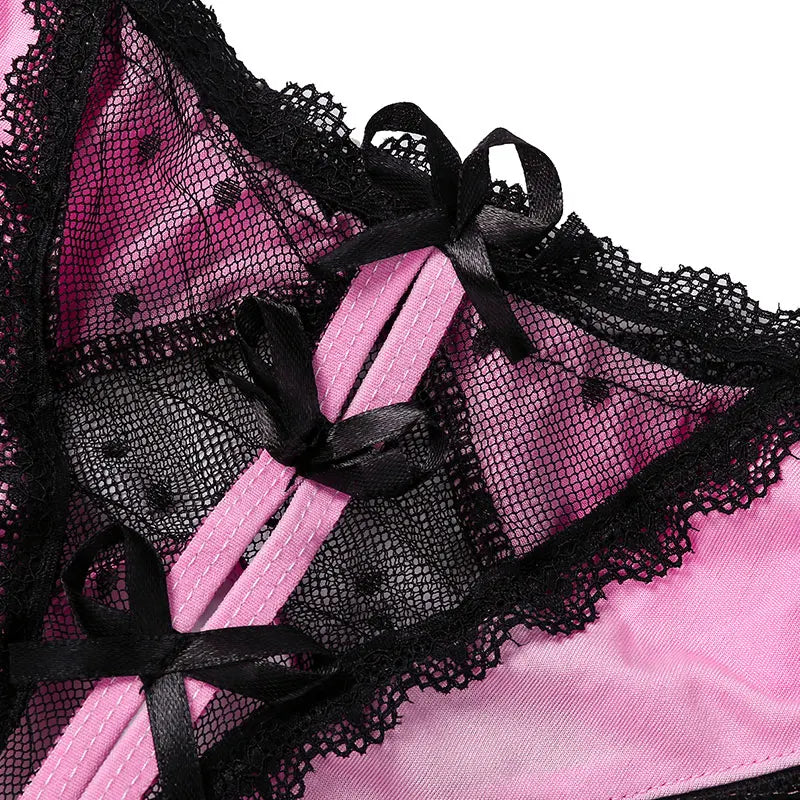 Culotte Sexy Ouverte – Dentelle Florale & Effet Patchwork