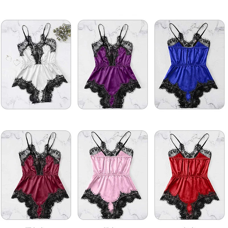 "Velvet Dreams – Lot de 5 ensembles pyjama satinés à dentelle pour nuits sensuelles"